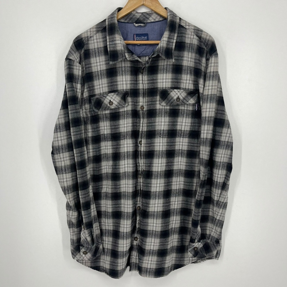 Jack O'Neill Collection Mens XXL Black White Plaid Cotton Flannel Button Shirt
